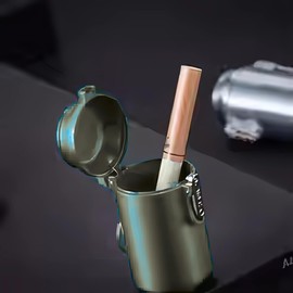 Portable Mini Ashtray with Lid (Pack of 2) - Outdoor Pocket Trash Bin Multi-purpose Mini Trash Can for Car, Home, Office - Creative Irregular Shape Bin, Cigrate Accessories