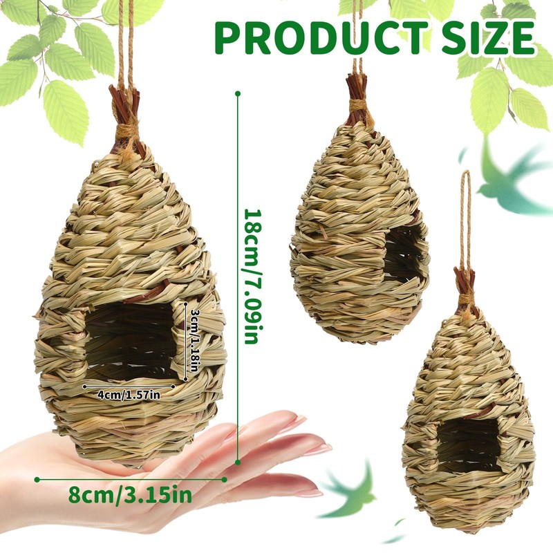 NOVWANG 4 Pcs Hand Woven Hummingbird Houses for Outside