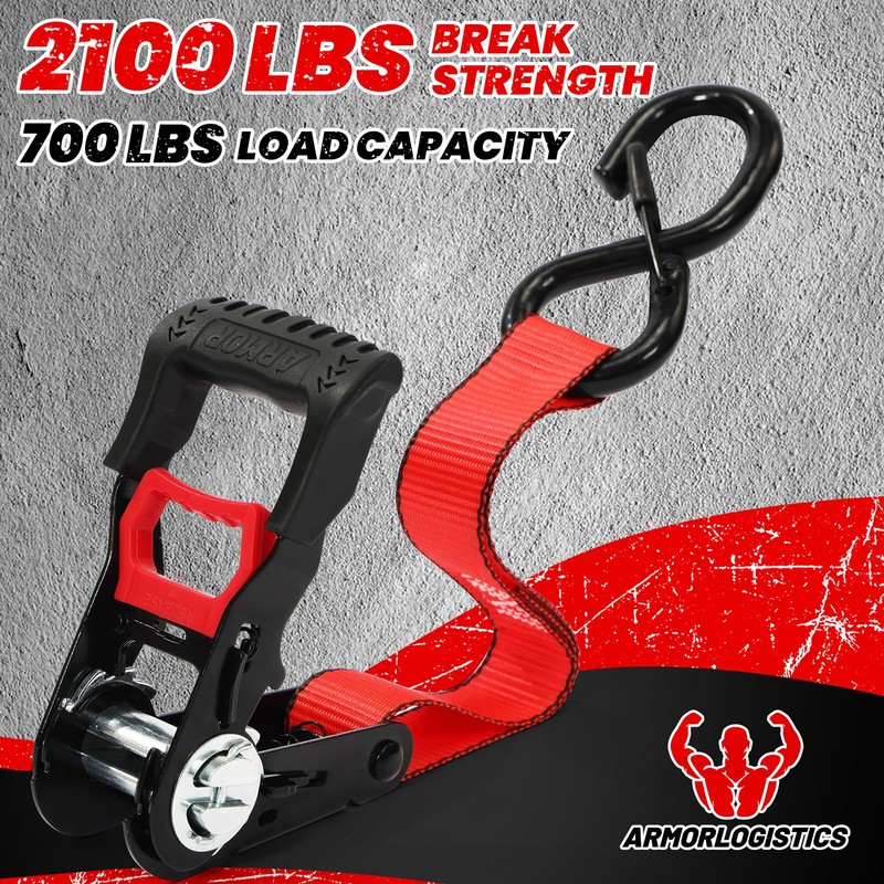 ARMORLOGISTICS Motorcycle Tie Down Strap, Ratchet Tie Down Straps, 2100IBS