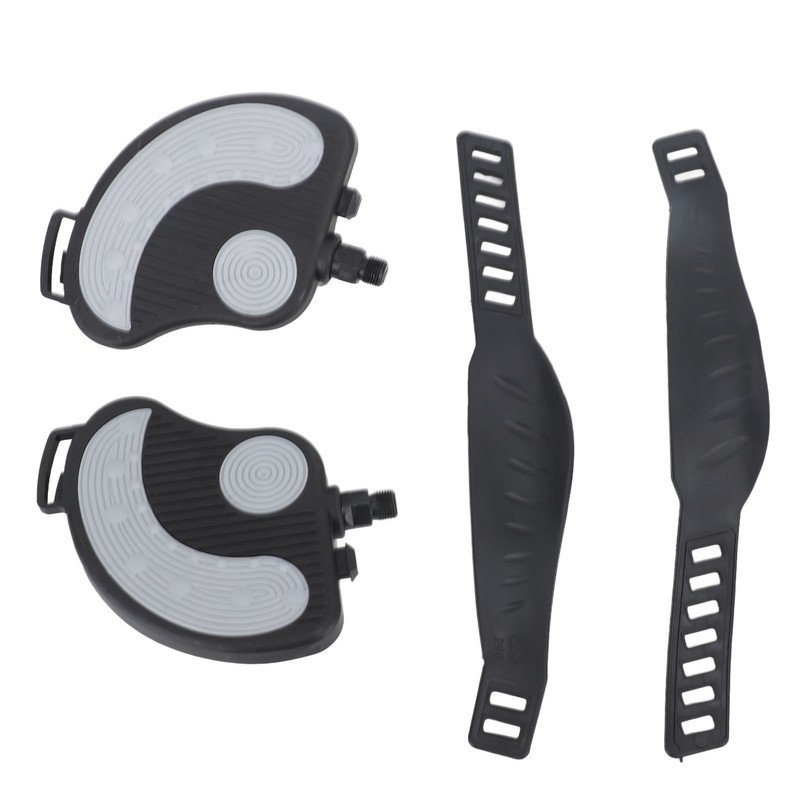 2PCS Exercise Bike Pedals with Straps PP PVC Stainless Steel