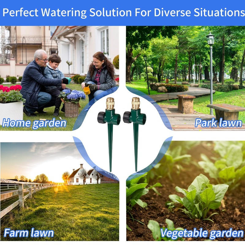 Metal Lawn Sprinkler for Yard 2 Pack, Adjustable Brass Garden