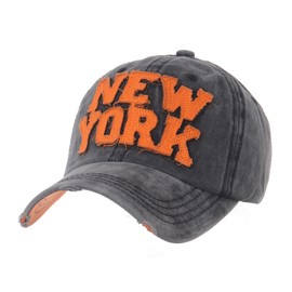 WITHMOONS Baseball Cap Washed Distressed Trucker Hat New York DW1516 (Black)