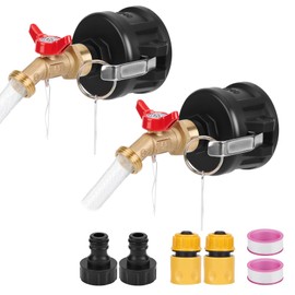 WADEO IBC Tote Adapter 2 PCS, 2" Cam Lock for 275-330 Gallon IBC Tote Tank, IBC Tote to Garden Hose Adapter with Brass Faucet (3/4" Female NPT Inlet×3/4" GHT Outlet), Garden Hose Quick Connector