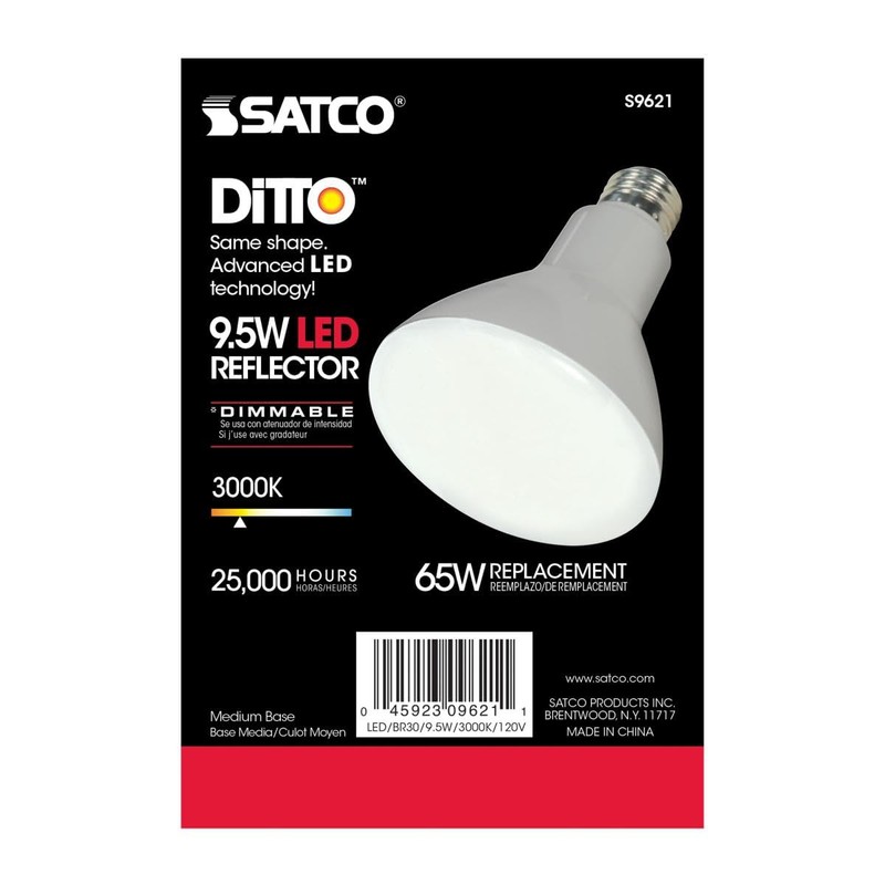 Satco Lighting S9621-9.5 Watt BR30 LED Soft White Light Bulbs