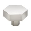GlideRite 1-1/2 Inch Solid Hexagon Cabinet Knob, Satin Nickel, 5824