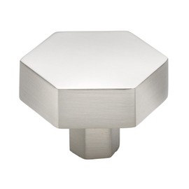 GlideRite 1-1/2 Inch Solid Hexagon Cabinet Knob, Satin Nickel, 5824