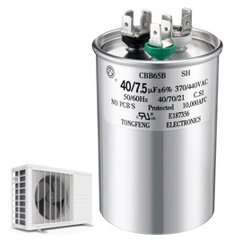 Fiada 40+7.5 uF±6% 370/440VAC, CBB65B Dual Run Round AC Capacitor, UL Listed Motor Run Capacitor for Air Conditioner Unit Fan Motor Start or Heat Pump or Condenser Straight Cool Part Replacements