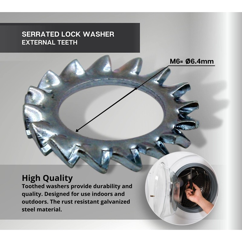 DOJA Barcelona Washers Serrated Set M6 Galvanised Steel Pack 200