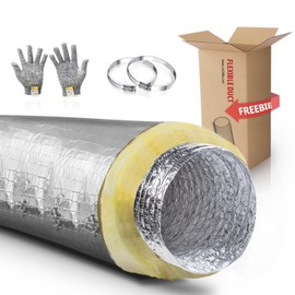Cuchiilo 4 Inch Insulated Flexible Duct,HVAC Insulation Duct,25 Feet Insulated Duct, 4 in Insulated Duct Hose, R4.2 Air Flexible Duct Aluminum Hose 4''25' Long,for HVAC Flex Ductowrk