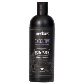 Live Bearded All-Natural Charcoal Body Wash for Men, Exfoliating Moisturizing Body Wash with Charcoal, Men’s Shower Gel - Leather, Vanilla, Cedar