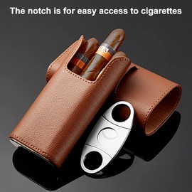 Cigar Case Travel - Cigar Humidor Accessories Cedar Wood Lining - Cigar Accessories Include Stainless Steel Cigar Cutter - Cigar Gift Box for Cigar Lovers