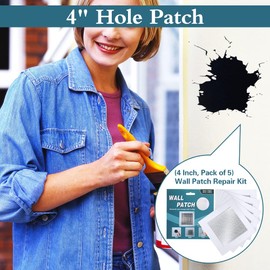 Tahikem 4'' by 4'' Drywall Repair Patch, 5 Pcs Wall Patch Repair Kit, Self Adhesive Wall Mesh Repair, Large Hole Patch for Drywall, Sheet Rock Patch, Aluminum Metal Sheetrock Ceiling Dry Wall Patch