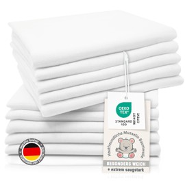 ZOLLNER Set of 10 Muslin Burp Cloths 70 x 70 cm Cotton Skin-friendly Muslin Cloths Especially Soft and Extremely Absorbent Washable up to 95 °C White