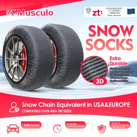 K-Musculo Snow Socks for Tires, Snow Socks Snow Chain for Car SUV Pickup Easy to Use, Ultimate Grip, Washable.100 KM Safely In The Snow, EU EN-16662-1 Certififed(2 PACKS)-L
