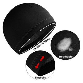 WLLHYF Skull Hats for Men Soft Beanie Wave Hat Sleep Caps Elastic Multifunctional Headwear Sleep Caps Moisture Wicking Cycling Running Black, 1 x black + 1 x grey