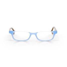 eyebobs - What Inheritance? | Premium Reading Glasses for Men and Women | Half-Rim Frames for Average Faces, Milky Blue, Brown & Blue Chop, 2.75