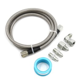 Steel Braided Turbo Oil Feed Line -4AN, Pressure Stainless Remote Turbocharger Sensor Teflon 4 AN Gauge Line Kit (36 inch)
