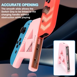 DLseego Slide Joy Con Charging Grip for Switch/Switch OLED Potable Joy Con Charger Controller Comfort Handle Speed Charge While Play with 1PC Type-c Data Cable - Pink