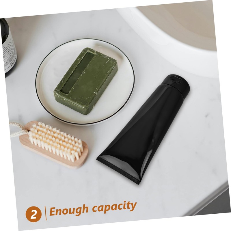 TOPPERFUN Black Gloss Plastic Cosmetic Soft Tube Large Capacity Lotion