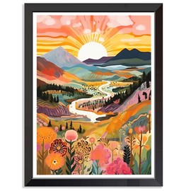 Jakener Landscape Cross Stitch Kits for Adults Beginners - Mountain Sun Embroidery Kits for Adults Beginners,11CT Counted Embroidery Needlepoint Kits DIY Home Decor 12x16 inch