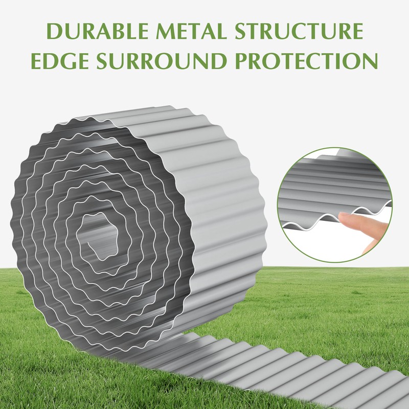 Metal Garden Edging Border, Corrugated Steel Landscaping, DIY for Lawn