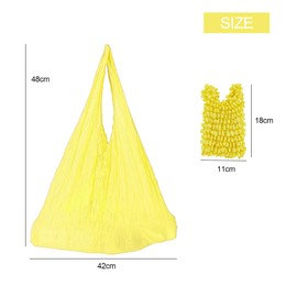 SETOFI 2Pcs Reusable Shopping Bags, Folding Shopping Bags Elastic Grocery Bags Foldable Tote Bags Washable for Daily Shopping Travel Storage