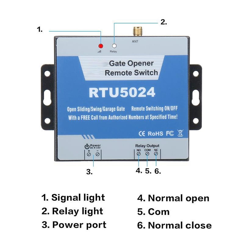 GSM Gate Opener Remote Switch RTU5024 4G Support Standard SIM