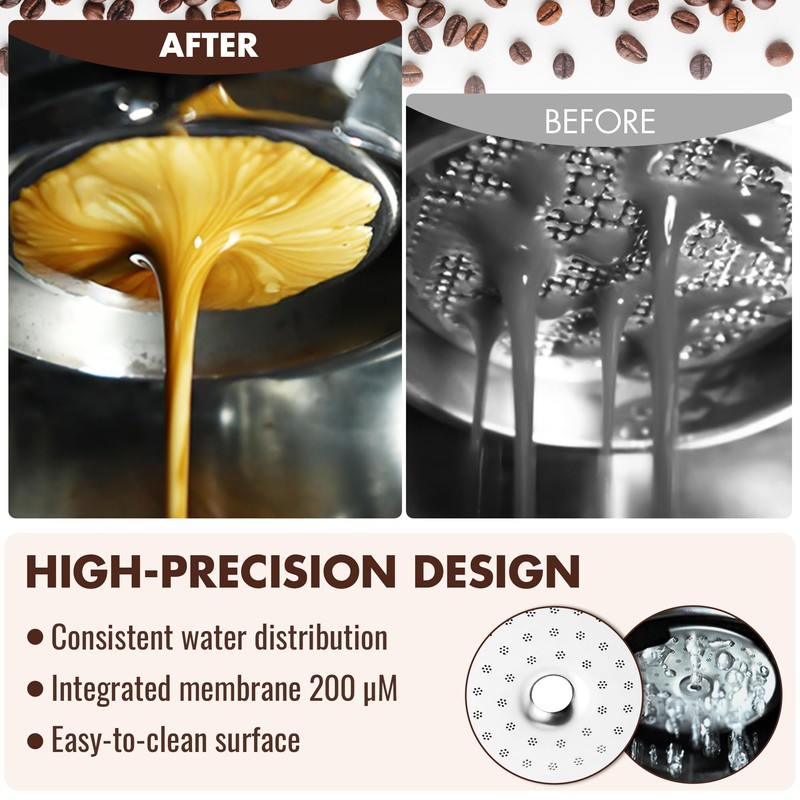 Dunkive Precision Shower Screen with Silicone Steam Ring, Compatible with