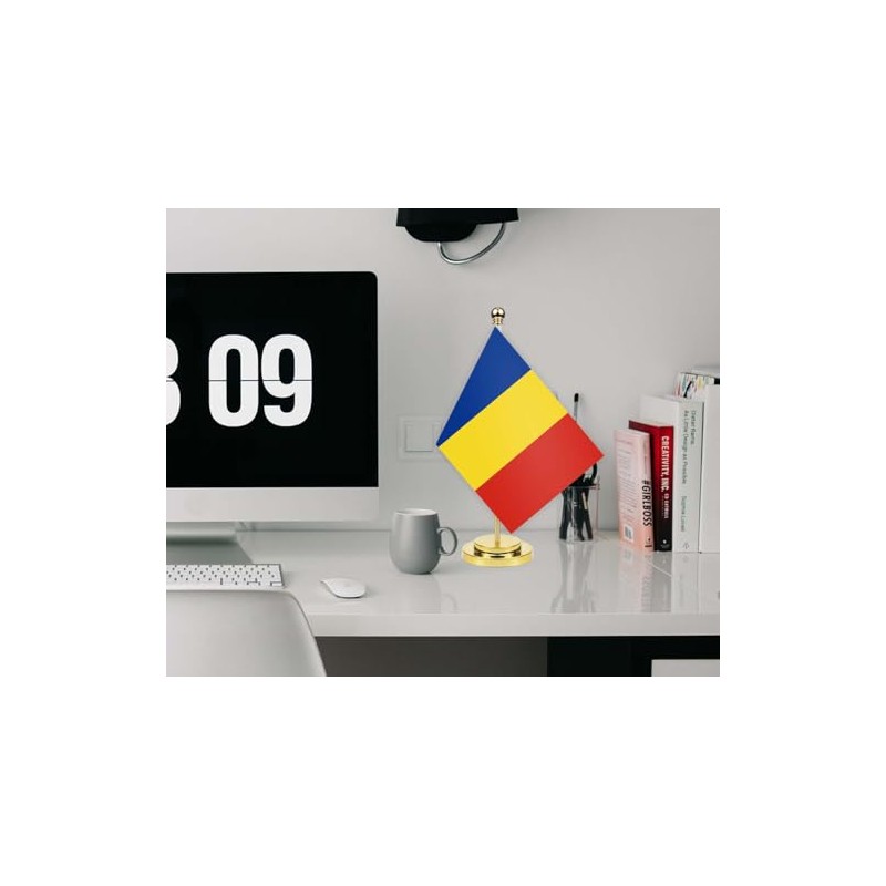 Romania Desk Flag,12 inch Tall Small Romanians Indoor Banner,Tiny Printing