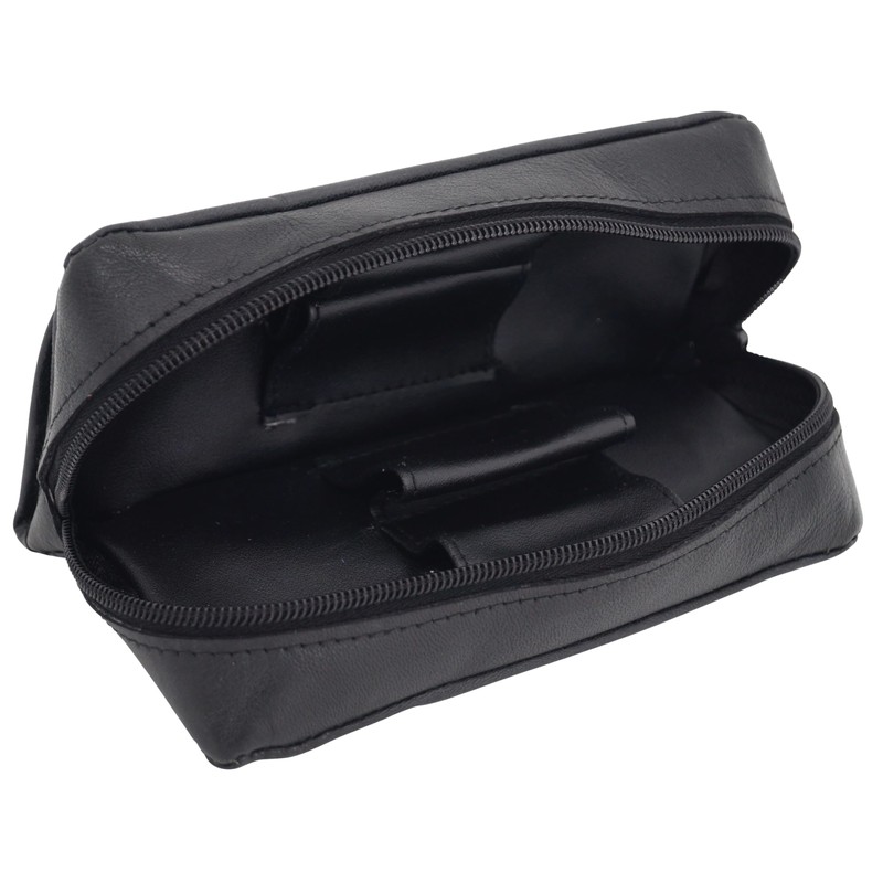 GERMANUS Lorenz Leather Pipe Bag for 2 Pipes in Black