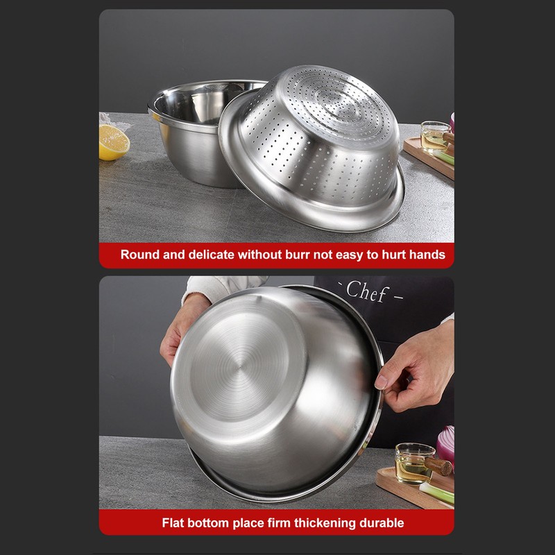 3pcs Stainless Steel Drain Basket Vegetable Cutter 3 in 1