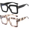 Onrtry Oversized Square Blue Light Glasses for Women Men Thick
