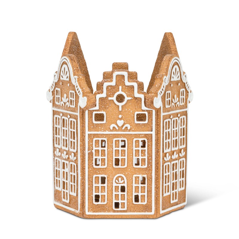 Abbott Collection Gingerbread House Pillar Candle Holder (8" H)