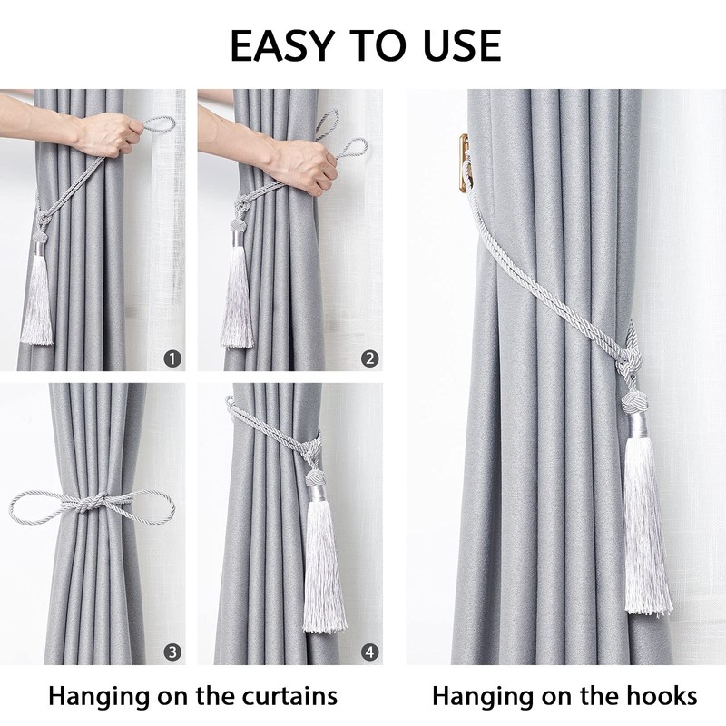 Pretty Jolly 2 Pack Long Tassel Curtain Tiebacks Handmade Braided