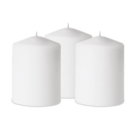 Axiom – Set of 3 3"x 4" White Pillar Candles, Long Lasting Burning - Unscented Smokeless Candles – Perfect for Weddings, Parties, Valentine's Day, and Home Décor (Medium White)