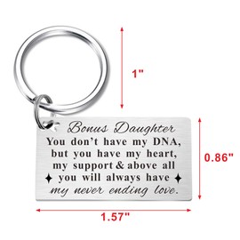 TGCNQ Bonus Daughter Gifts Stepdaughter Keychain - Bonus Daughter Keepsake Stepdaughter Gifts