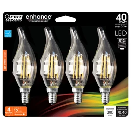 Feit Electric Candelabra LED Light Bulbs, Dimmable, 40W Equivalent, E12 Base, 2700K Soft White, Vintage B10 Filament Candle Light Bulb for Chandelier, BPCFC40927CAFIL/4/RP, 4 Pack