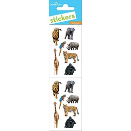 Playhouse Pack of Three Perforated Sticker Half-Sheets for Crafts, Trading & Collecting - Zoo Animals