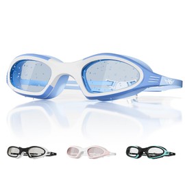 Angel season Swim Goggles for Men Women Youth, Adjustable Silicone Swimming Goggles Anti-fog No Leaking UV Protection, Blue