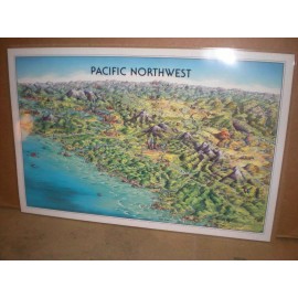 Laminated Poster Map Pacific Northwest - Unique Media, Artistic Illustration Map