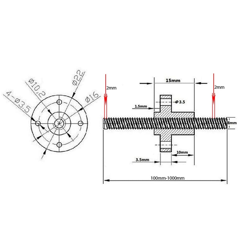 S SIENOC 100 mm - 1,000 mm 3D-Printer T8 Set