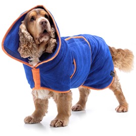 Lucky Pooch Dog Robe - Luxurious Dog Bathrobe - Ultra Absorbent Dries Your Dogs in Minutes! Double-Layer, Super Soft Towel and Bath Robe All in One (XL, Royal Blue)