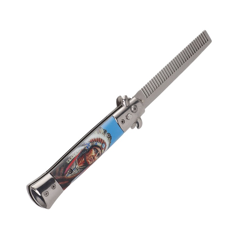 Men Spring Comb Pocket Size Stainless Steel Teeth Foldable Brush