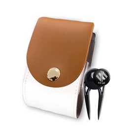 FOLG Golf Ball Case Green Fork Marker Set [Easy to Install on Belt] PU Leather (Brown Green Fork Set)