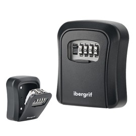 Ibergrif MA201 Schlüsselsafe, Schlosskasten, Schlüsselschränke, Wand, Schwarz