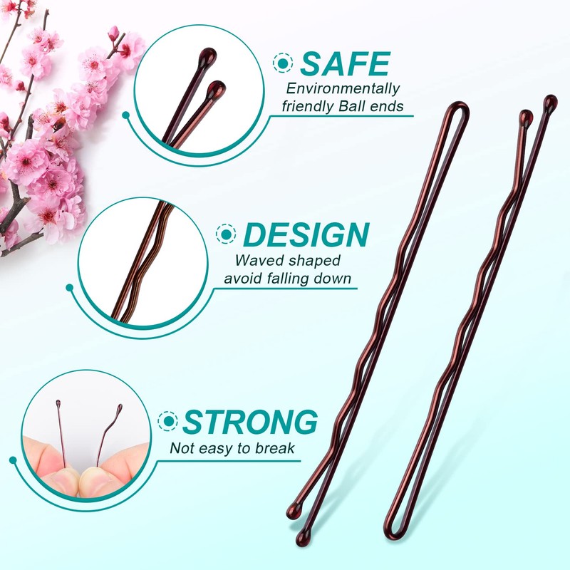 Large Bobby Pins Brown,MORGLES 2.75" Jumbo Hair Pins Brown Long