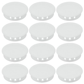 PATIKIL 42mm/1-5/8 Plastic Hole Plugs, 12 Pcs Flush Type Round Plug Snap in Locking Screw Hole Covers Insert End Caps for Furniture Cabinet Kitchen Door Shelves, White