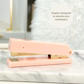 Blu Monaco Pink Stapler – Cute and Stylish Desk Stapler with Smooth Metal Mechanism – Aesthetic Office Stapler for Home, School, and Work – Chic Pink Office Supplies for Modern Workspaces