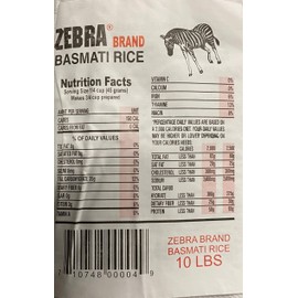 Naturally Aromatic Zebra Basmati Rice Extra Long Kernel 10 Lb Bag - NET WT 10 lbs