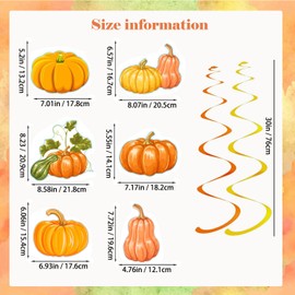 30Pcs Fall Pumpkin Hanging Swirl Decorations No DIY Thanksgiving Pumpkin Ceiling Streamers Fall Pumpkin Decor for Autumn Harvest Party Baby Shower Home School Office Decorations Supplies